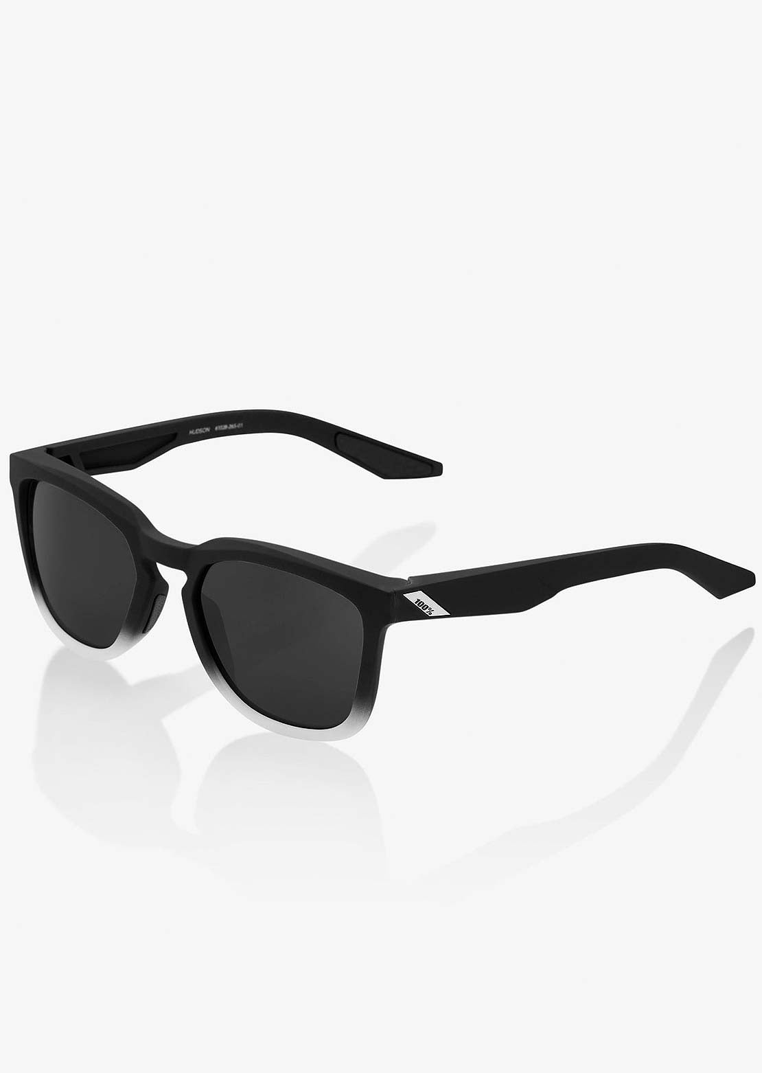 100% Hudson Sunglasses Soft Tact Black/White/Black Mirror