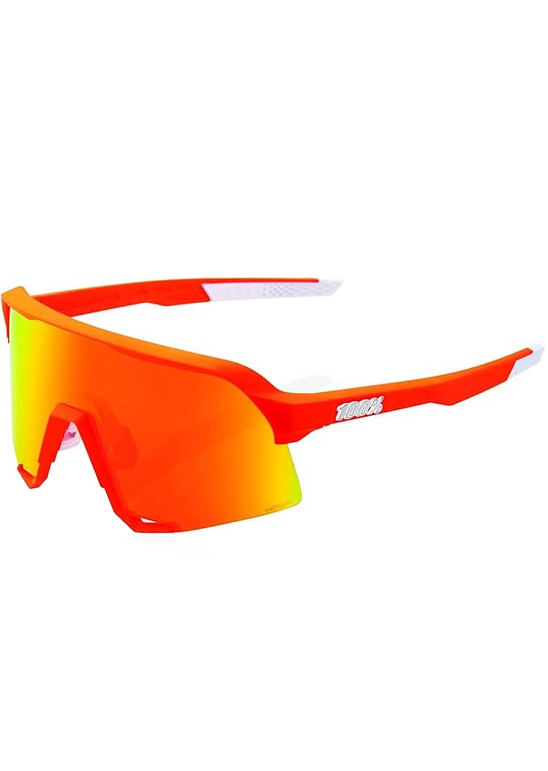 100% S3 Sunglasses Soft Tact Neon Orange/Hiper Red/Multilayer Mirror