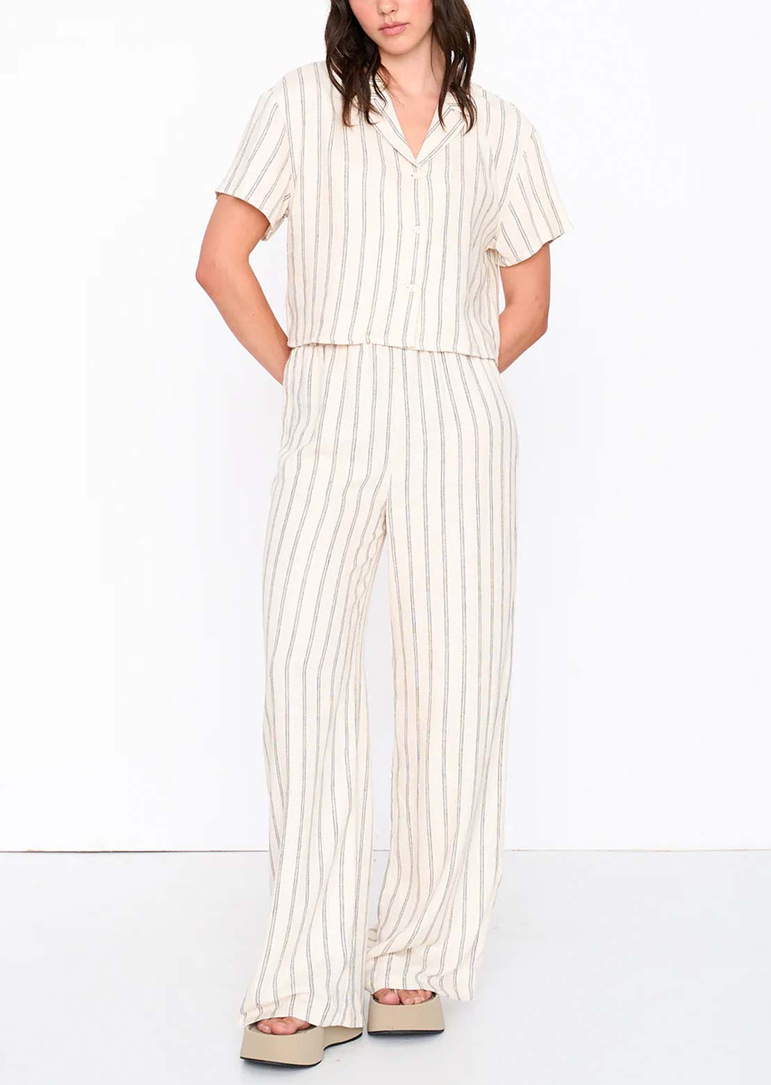 24 Colors Women's Button Up Shirt Striped
