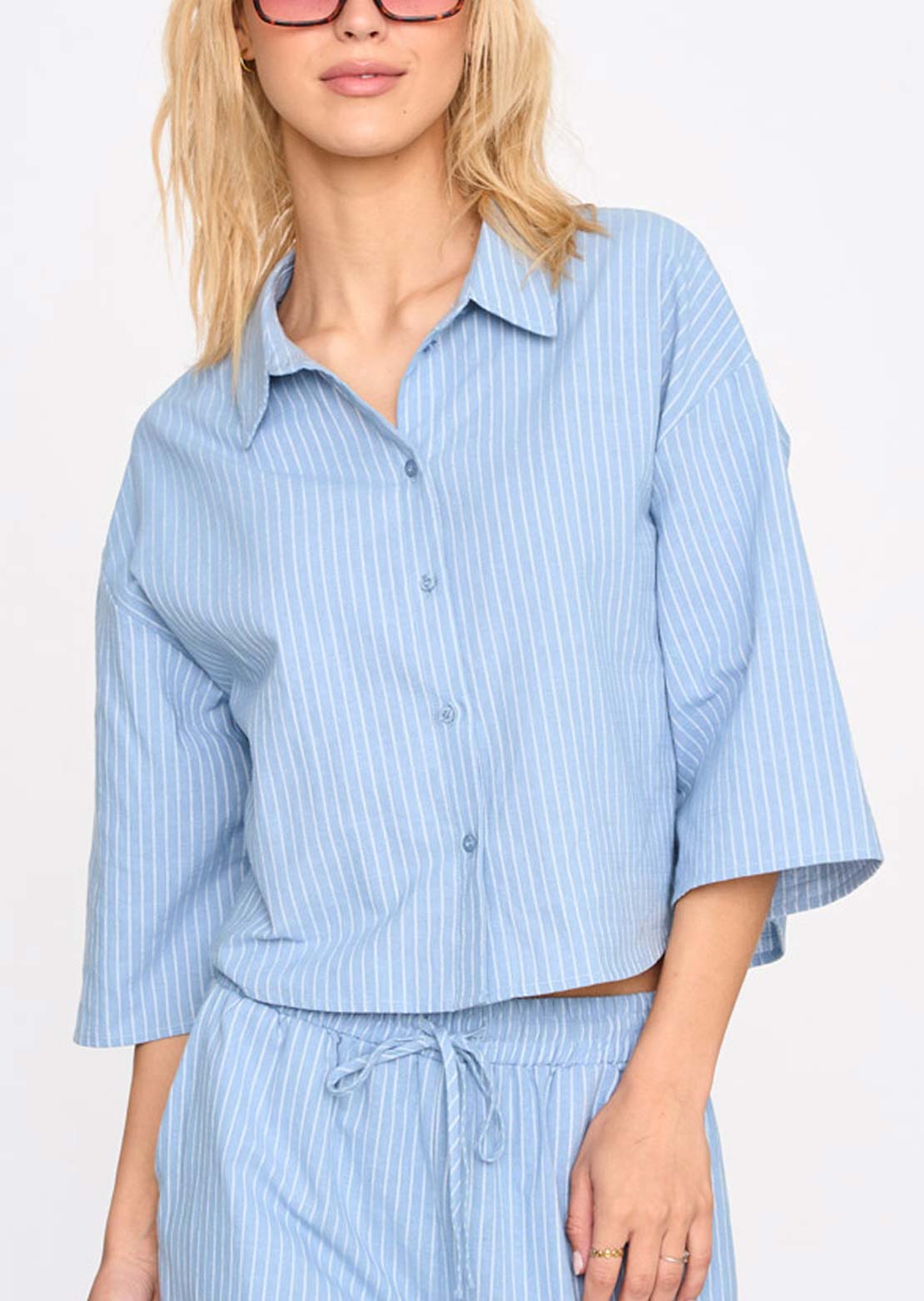 24 Colors Women's Button Up Shirt Blue