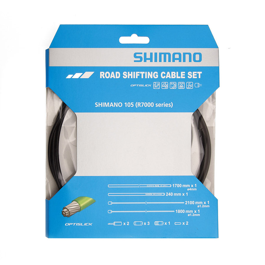 Shimano, Shifter Cable and Housing Set, Polymer Coated Stainless Steel, Cables; 1800/2100mm, Housing; 3300mm, Black, Shimano, MTB, XTR, IOTSP41SET01