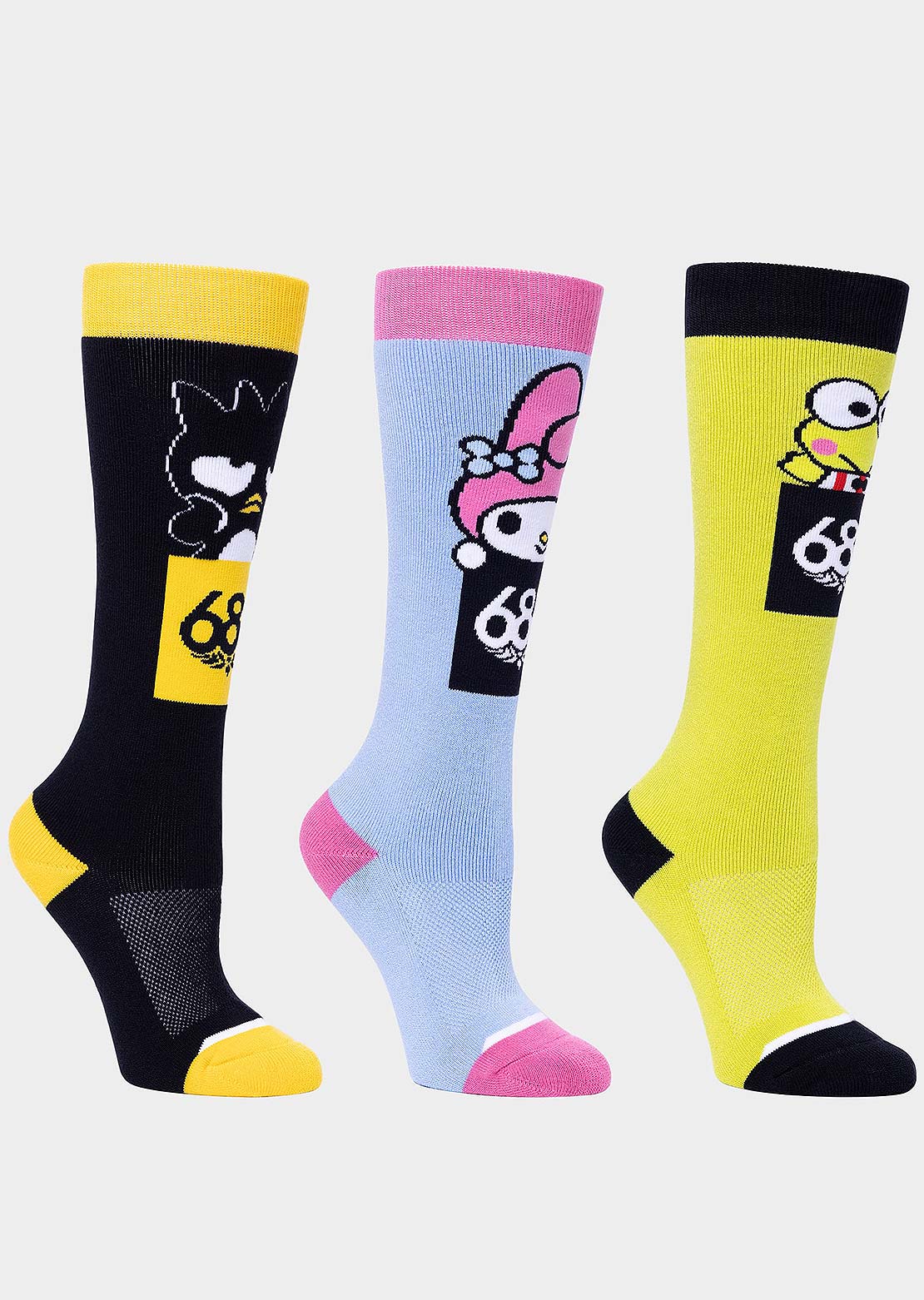 686 Women&#39;s Hello Kitty and Friends 3-Pack Socks Keroppi/Badtz Maru/My Melody