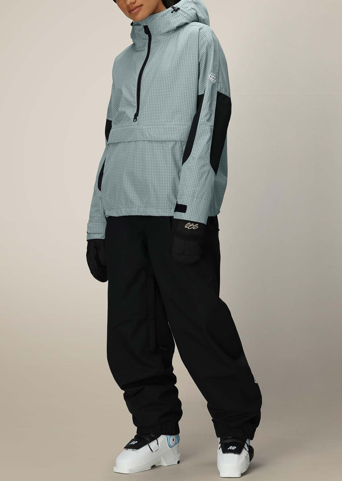 686 Women's Outline Shell Anorak Dusty Marine Grid