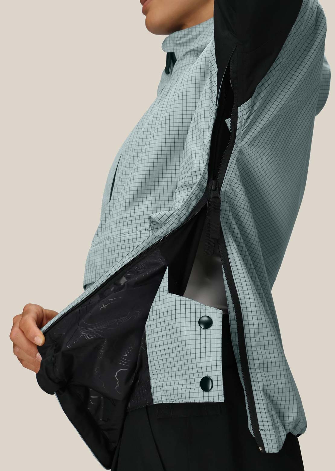 686 Women's Outline Shell Anorak Dusty Marine Grid