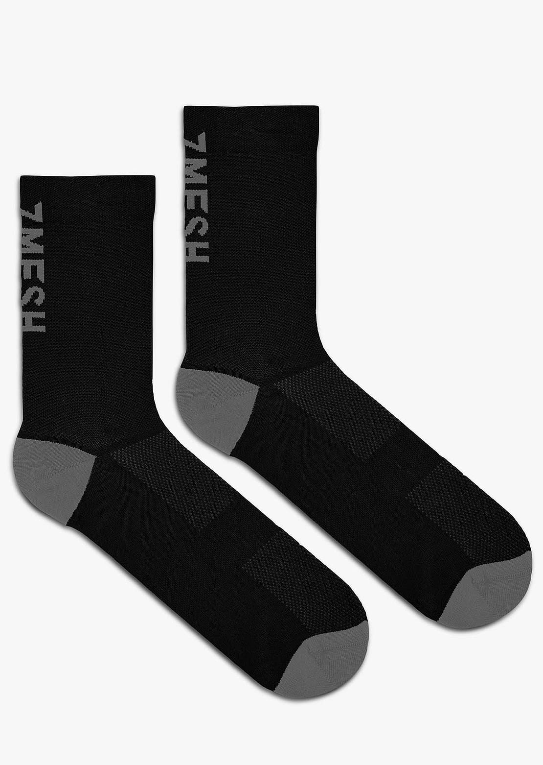 7Mesh Unisex Word 6" Socks Black