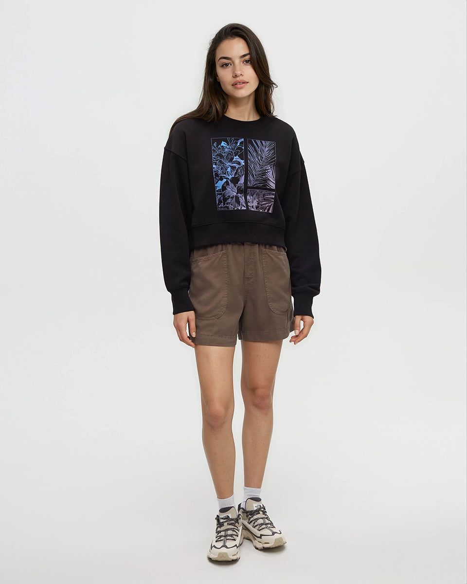 Tentree Women's Framed Haitian Blooms Oversized Crop Crew