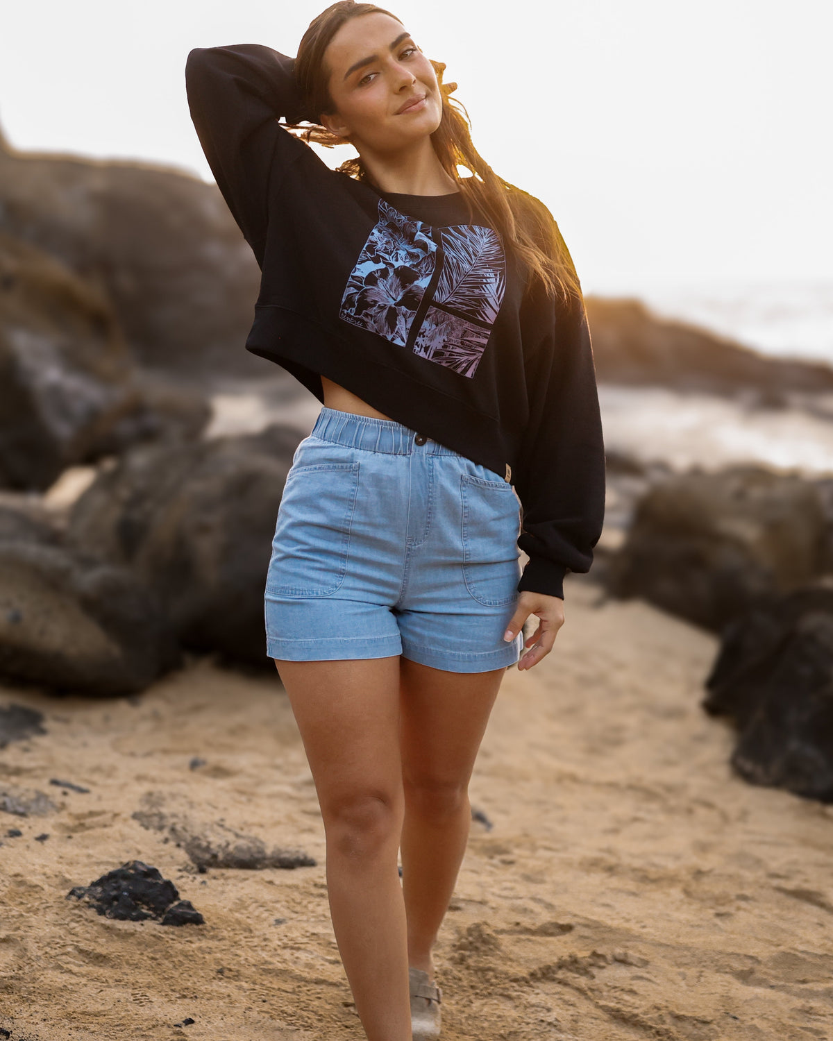 Tentree Women's Framed Haitian Blooms Oversized Crop Crew
