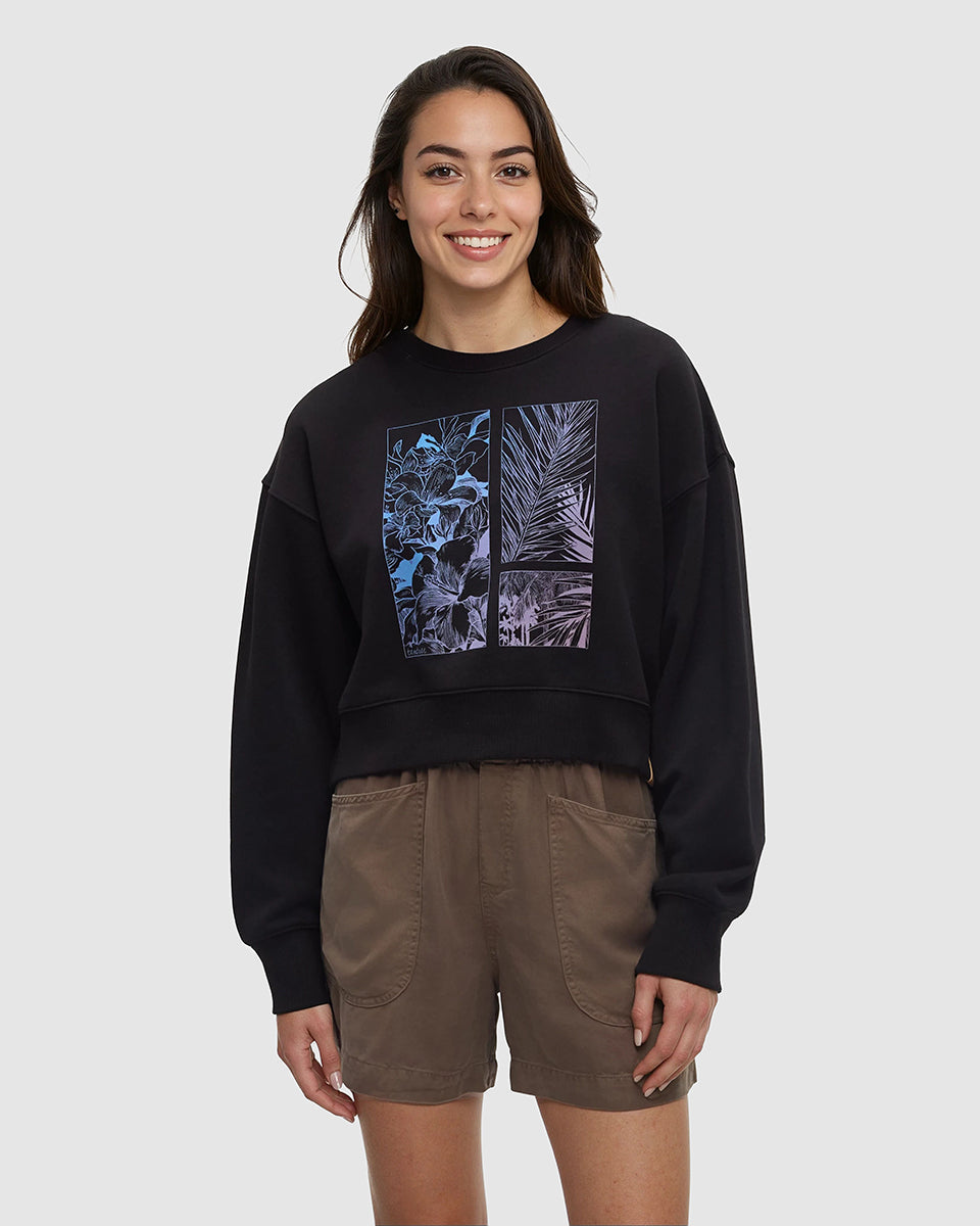 Tentree Women's Framed Haitian Blooms Oversized Crop Crew