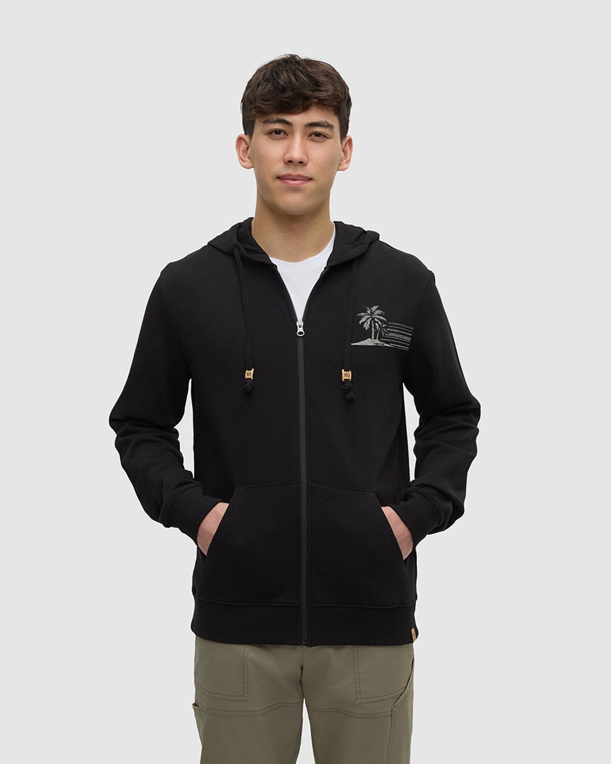 Haiti Striped Palm Zip Hoodie