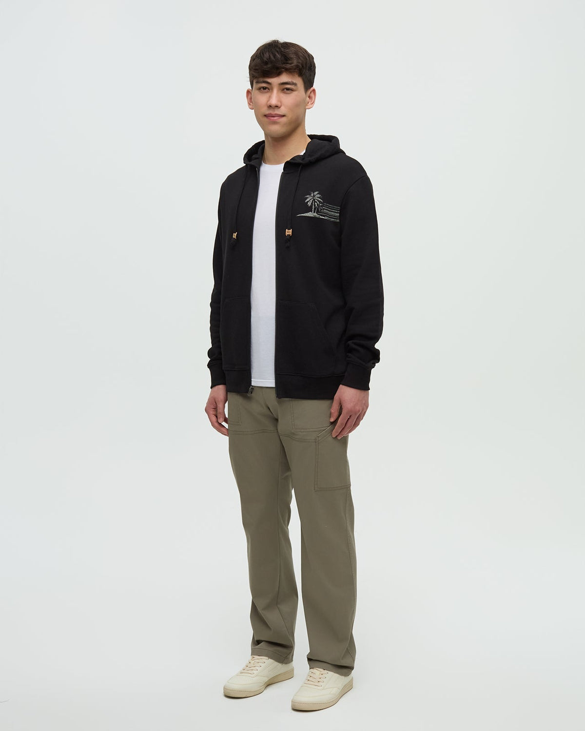 Haiti Striped Palm Zip Hoodie