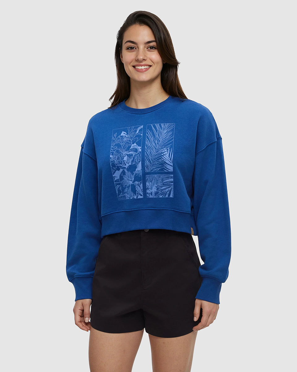 Tentree Women's Framed Haitian Blooms Oversized Crop Crew