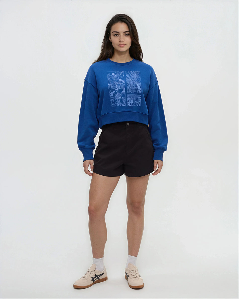 Tentree Women's Framed Haitian Blooms Oversized Crop Crew