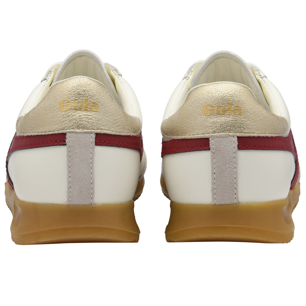 Gola Women Torpedo Leather Off White/Deep Red/Gold