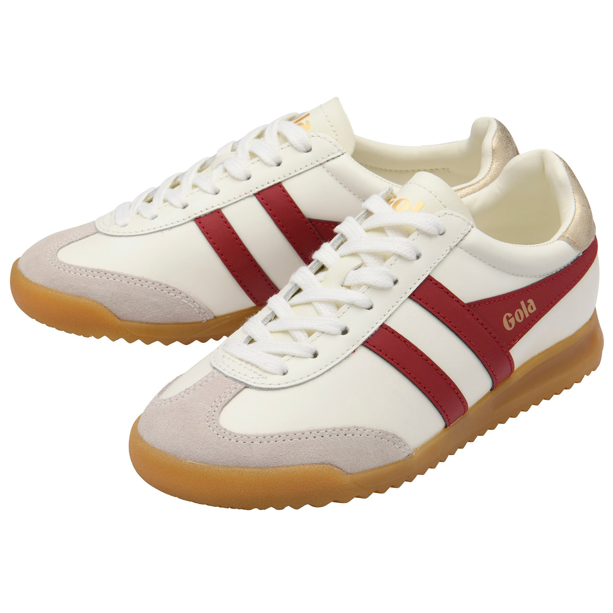 Gola Women Torpedo Leather Off White/Deep Red/Gold