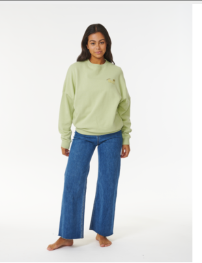 Rip Curl Women's La Quinta Relaxed Crew Long Sleeve Cali Mid Green