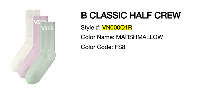 Vans Junior Classic Half Crew Socks