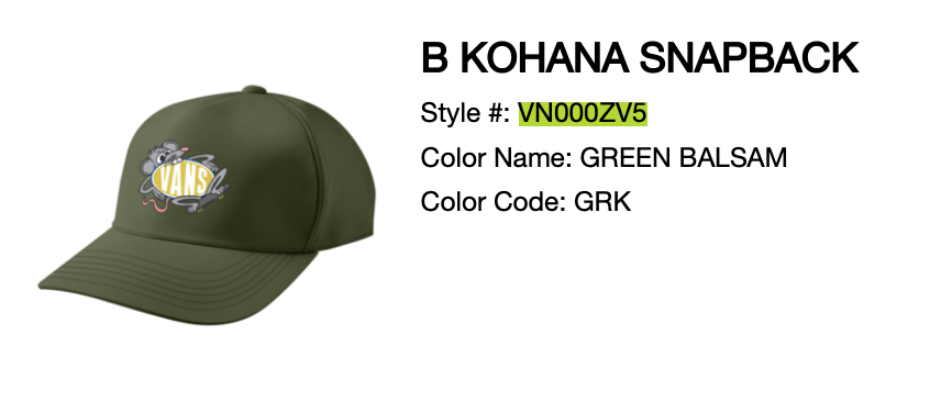 Vans Junior Kohana Snapback Cap
