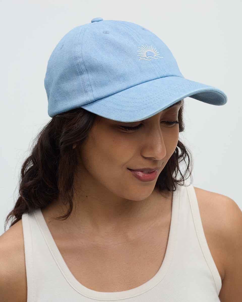 Tentree Accessories Embroidered Denim Peak Hat