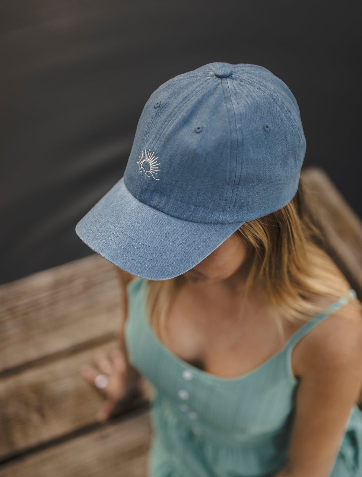 Tentree Accessories Embroidered Denim Peak Hat