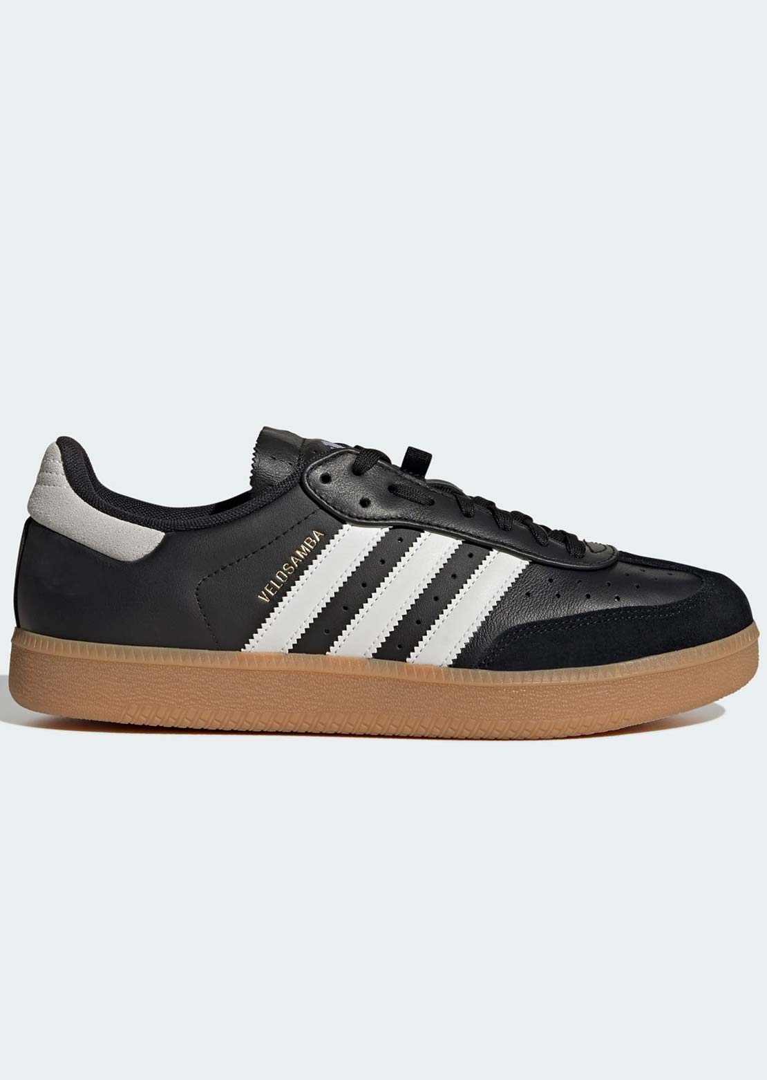 Adidas Unisex VeloSamba Leather Clipless Shoes Core Black/Cloud White/Gold Metallic