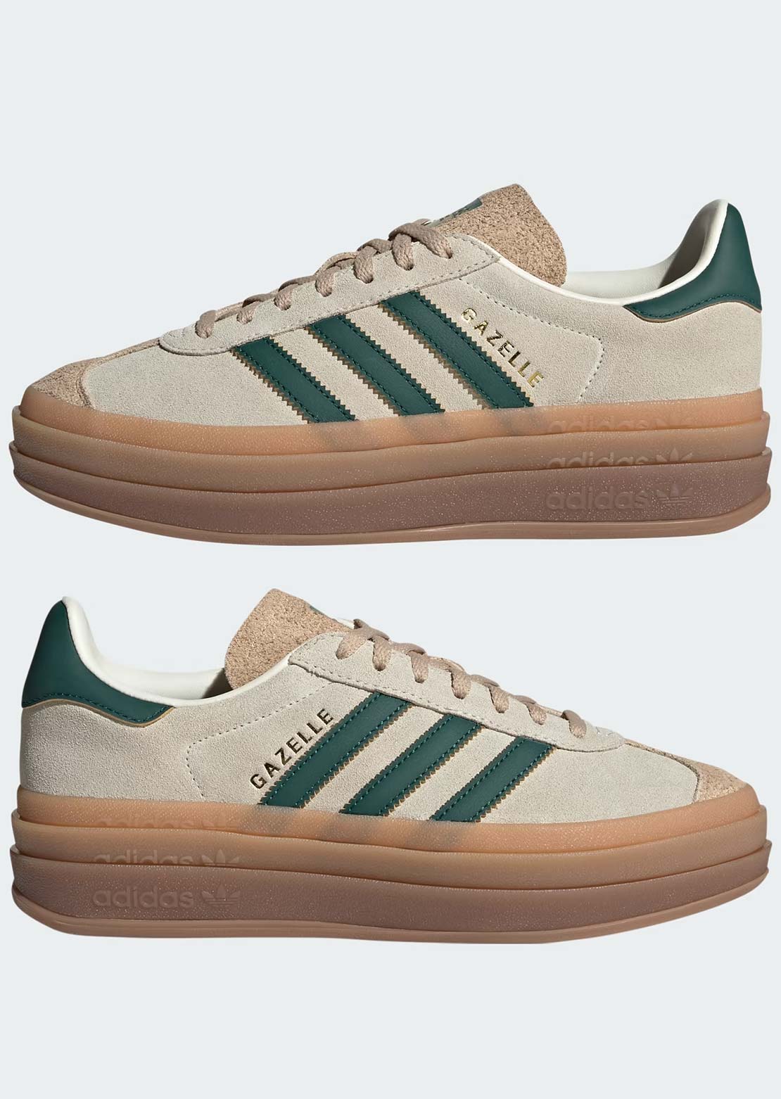 Adidas Women's Gazelle Bold Shoes Cream White/Collegiate Green/Magic Beige