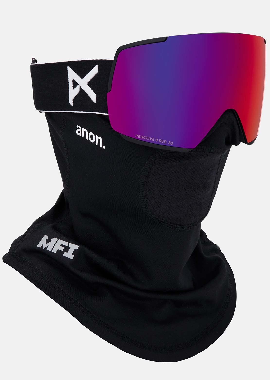 Anon Unisex M5 Goggles + Bonus Lens + MFI Face Mask Black/Perceive Sunny Red/Spare Perceive Cloudy Burst