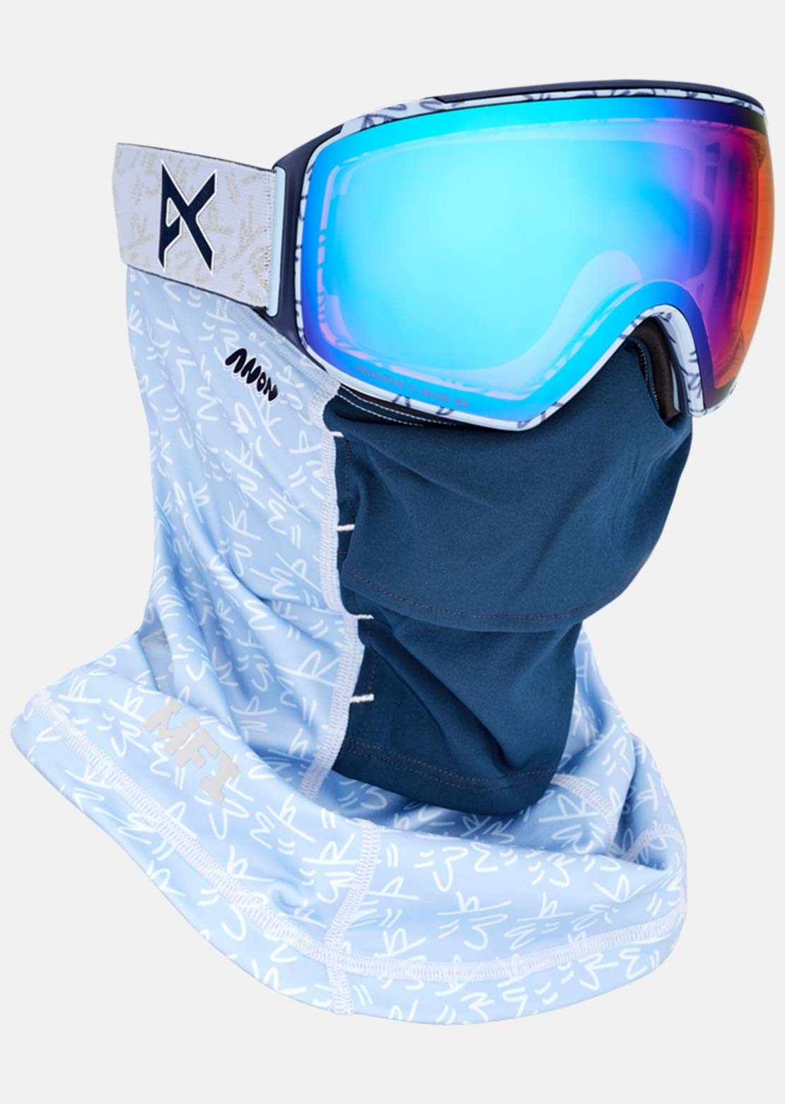 Anon Unisex M4 Goggles (Toric) + Bonus Lens + MFI Face Mask Lbmidnightgus/Perceive Variable Blue