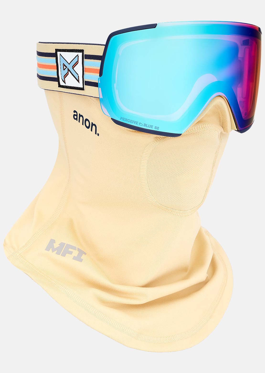 Anon Unisex M5 Goggles + Bonus Lens + MFI Face Mask Vintage/Perceive Variable Blue