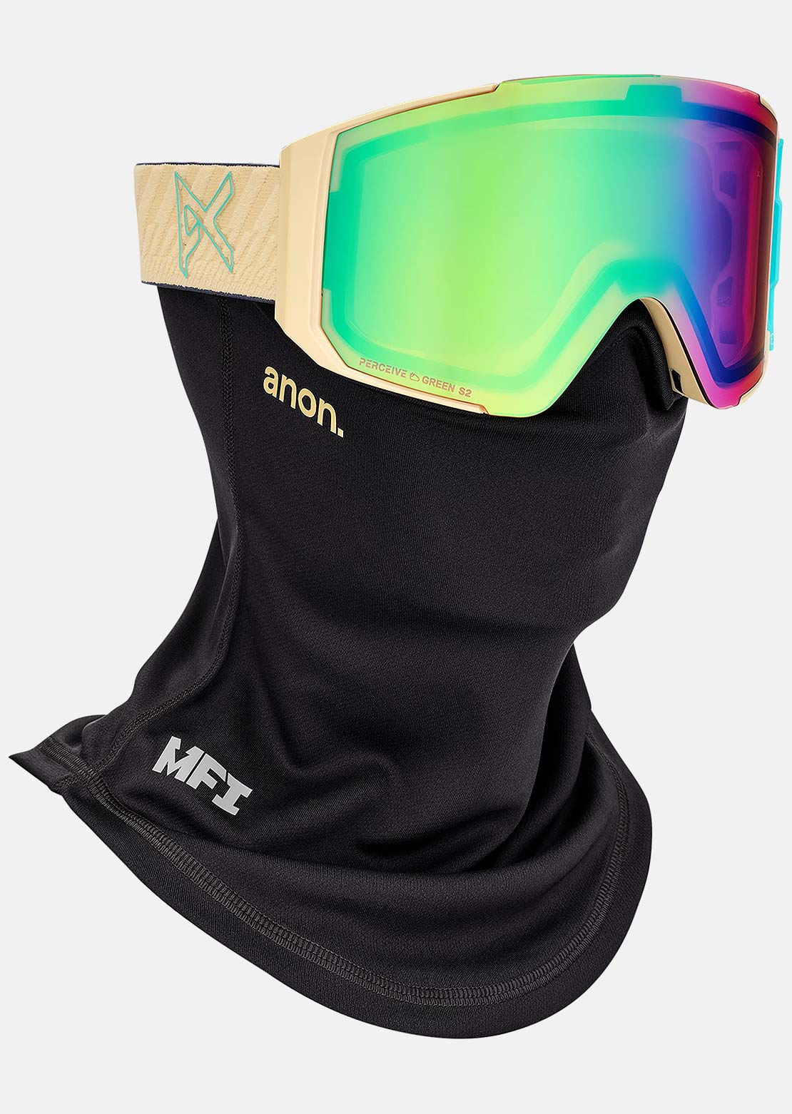 Anon Unisex Sync Goggles + Bonus Lens + MFI Face Mask Beechwood/Perceive Variable Green