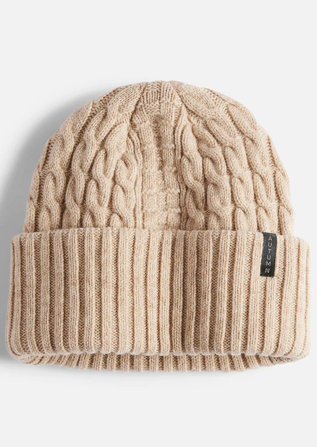 Autumn Men's Cable Knit Beanie Natural