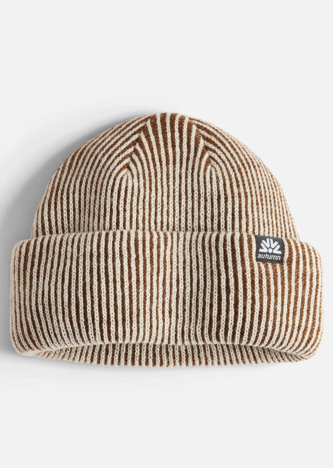 Autumn Men's Cord Double Roll Beanie Brown