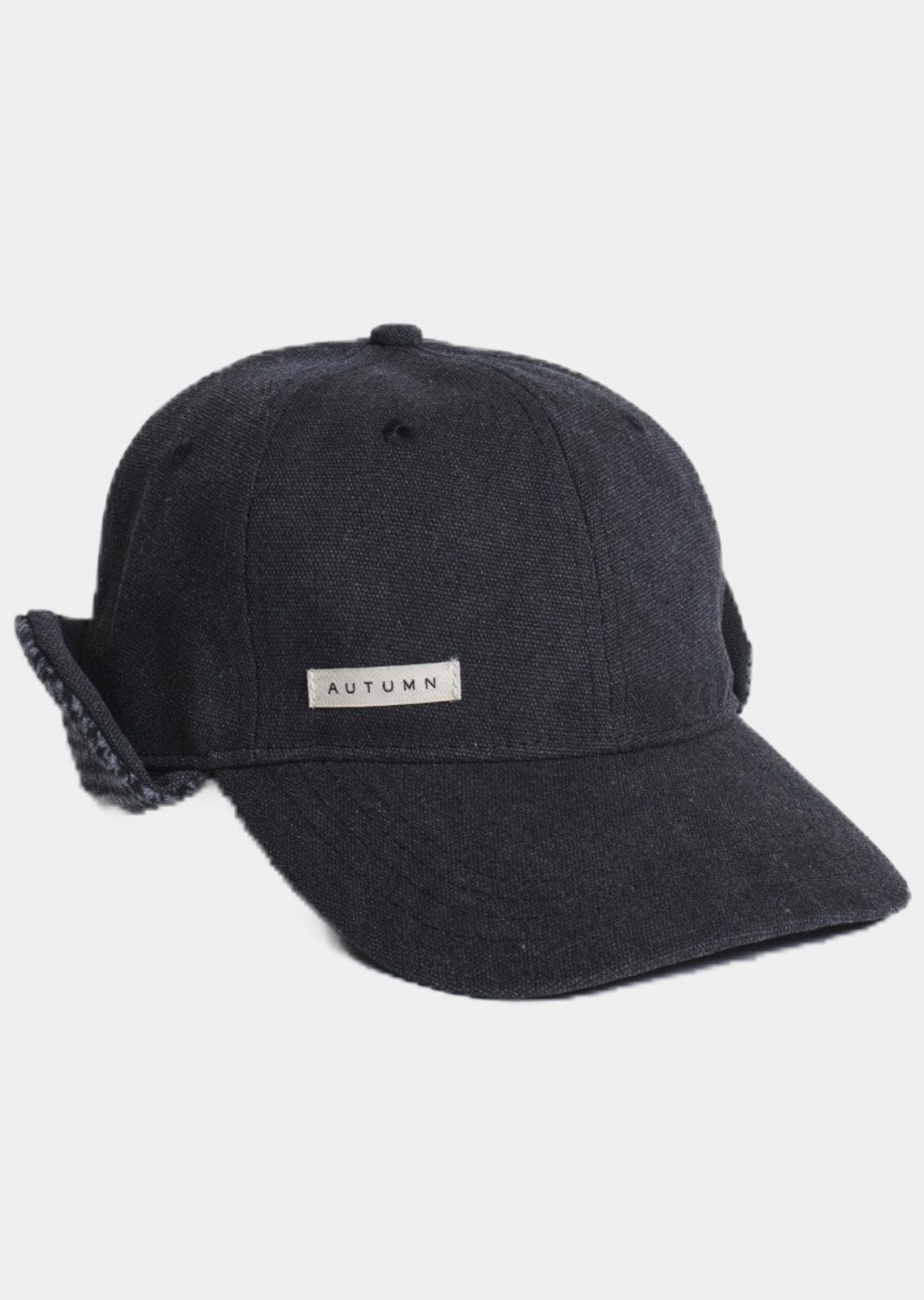 Autumn Men's Washed Canvas Flap Cap Black