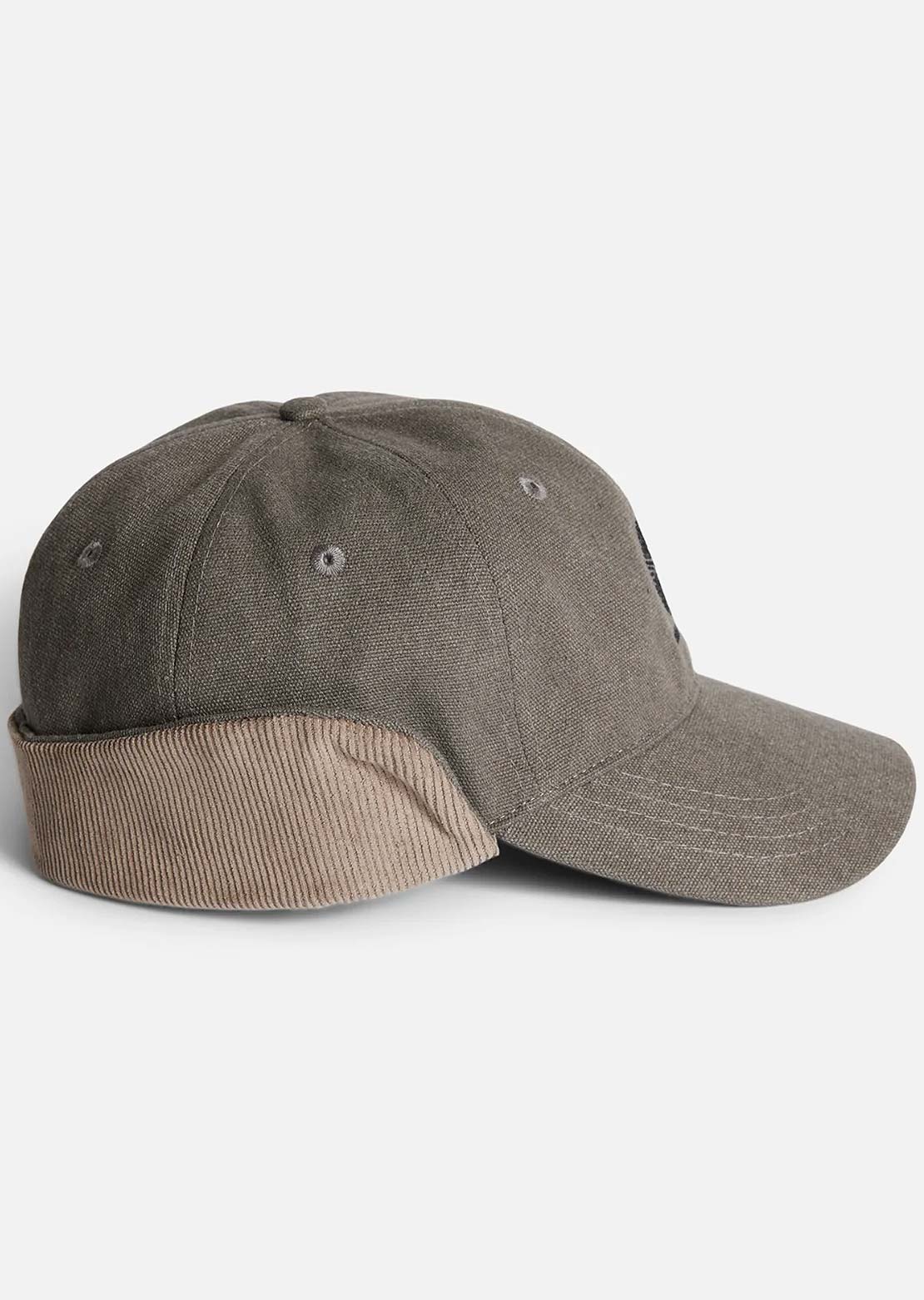 Autumn Men's Washed Canvas Flap Cap Pebble