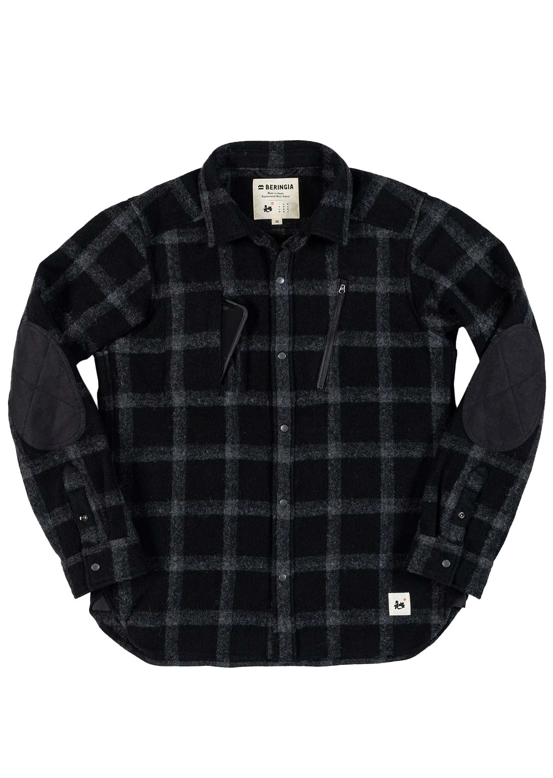 Beringia Unisex Farallon Button Up Shirt Black Plaid