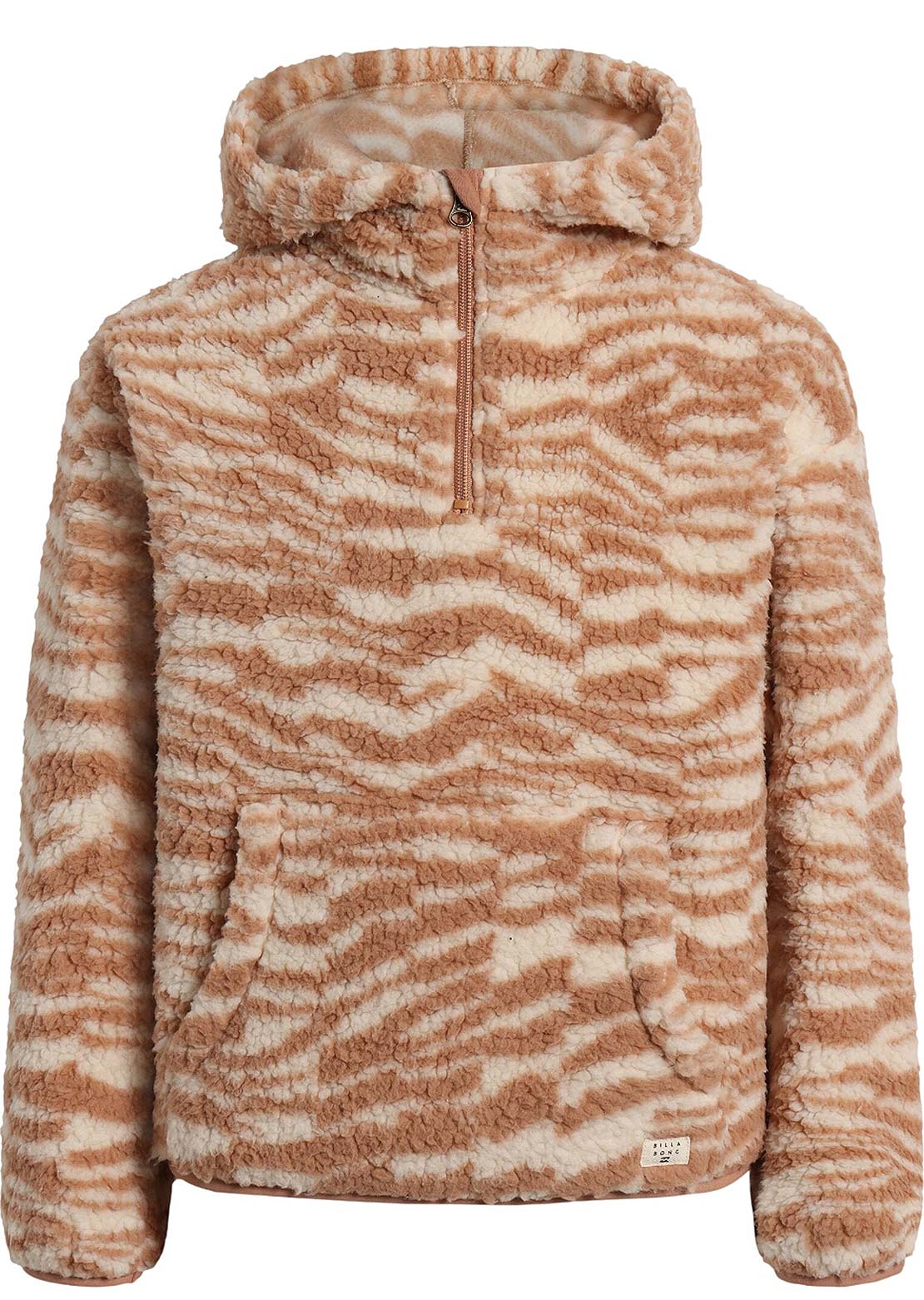 Billabong Junior Just In Time Half Zip Hood Rose Brown