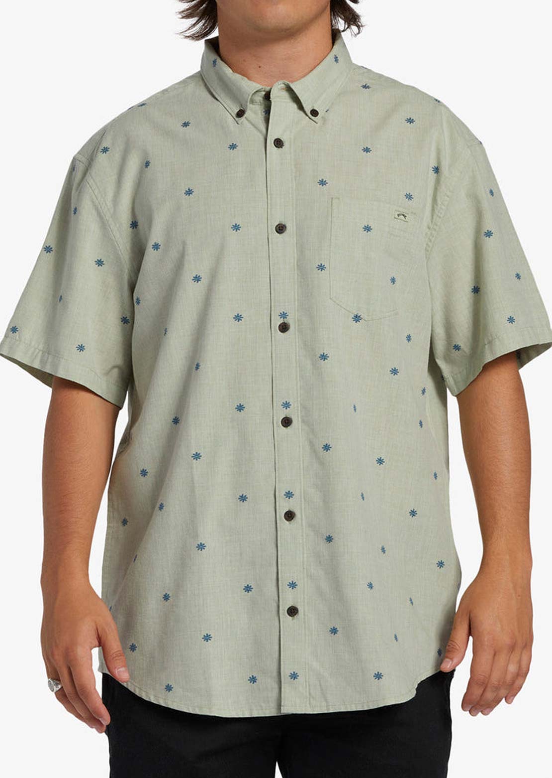 Billabong Men's All Day Jacquard Button Up Shirt Seafoam