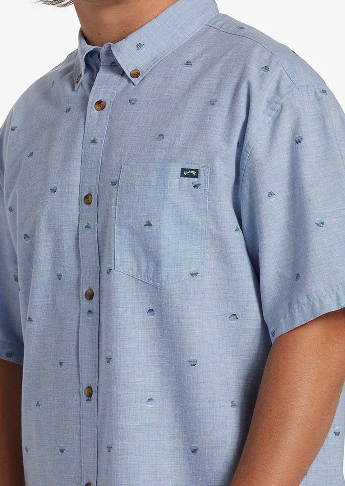 Billabong Men's All Day Jacquard Button Up Shirt Washed Blue