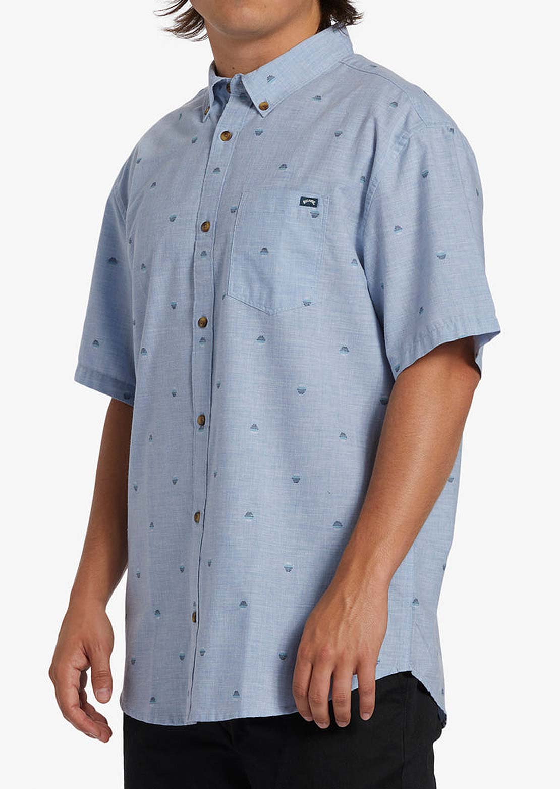 Billabong Men's All Day Jacquard Button Up Shirt Washed Blue