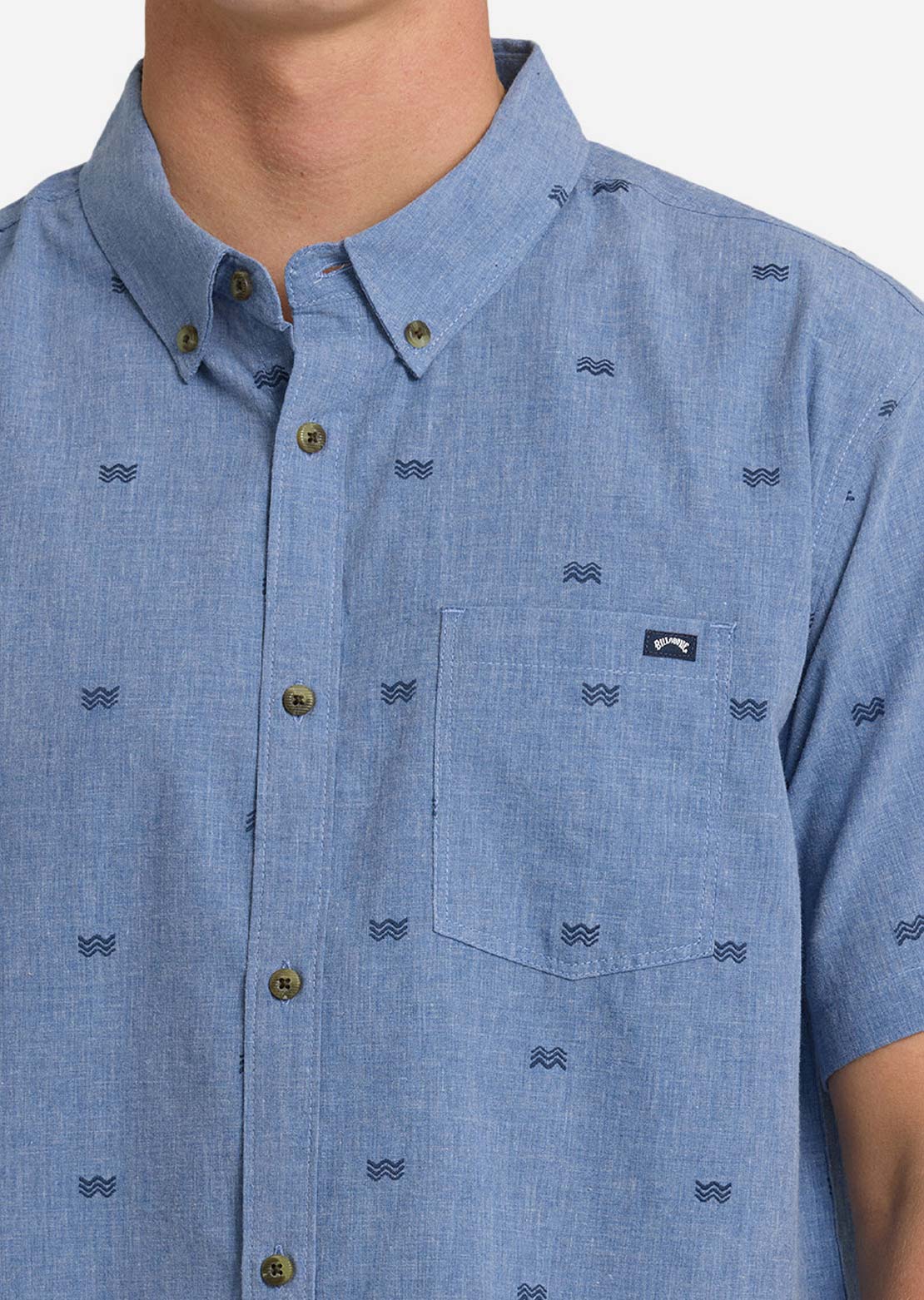 Billabong Men's All Day Jacquard Button Up Shirt Vintage Blue
