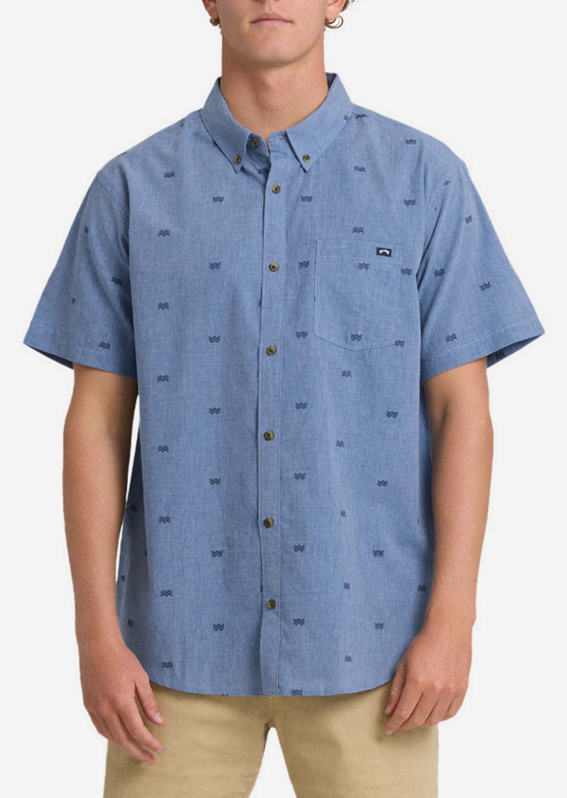 Billabong Men's All Day Jacquard Button Up Shirt Vintage Blue