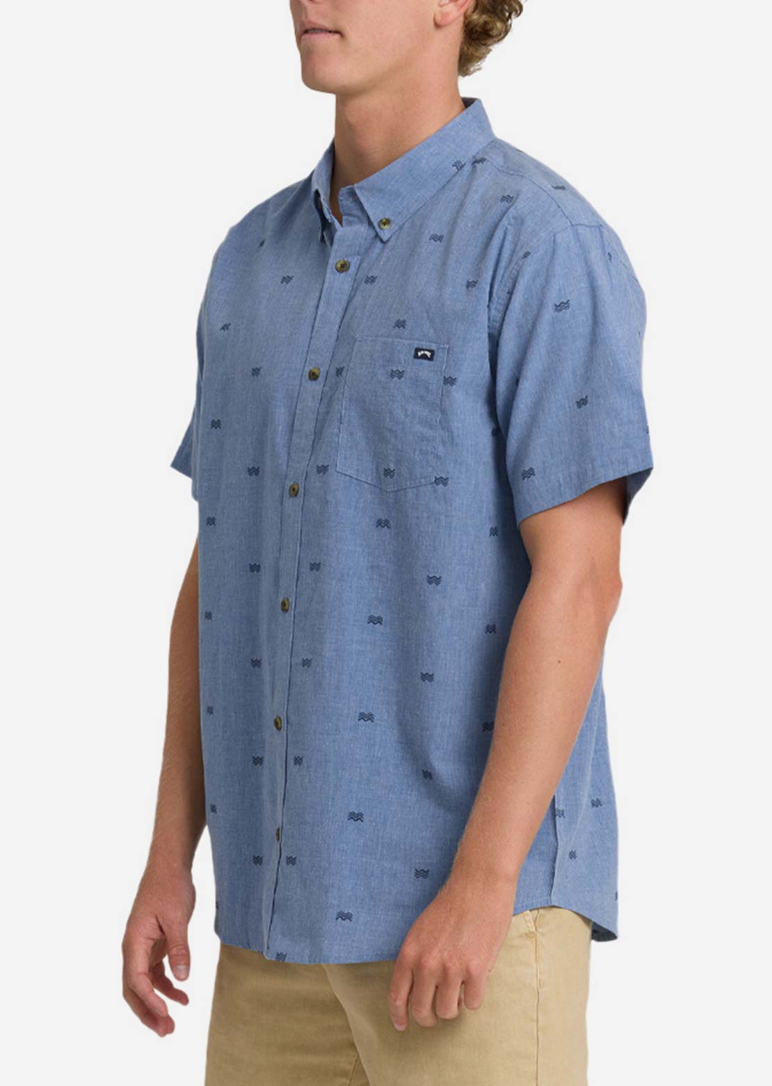 Billabong Men's All Day Jacquard Button Up Shirt Vintage Blue