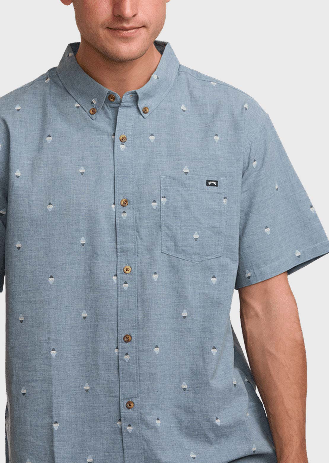 Billabong Men's All Day Jacquard Button Up Shirts Washed Blue