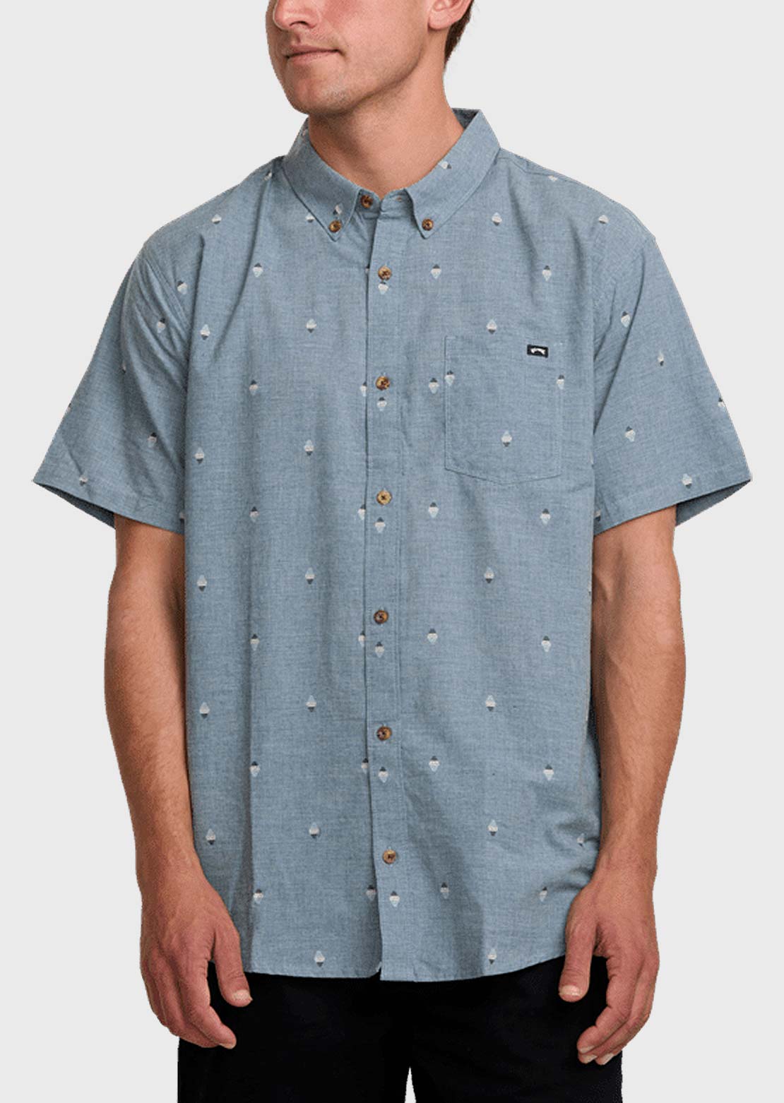 Billabong Men's All Day Jacquard Button Up Shirts Washed Blue