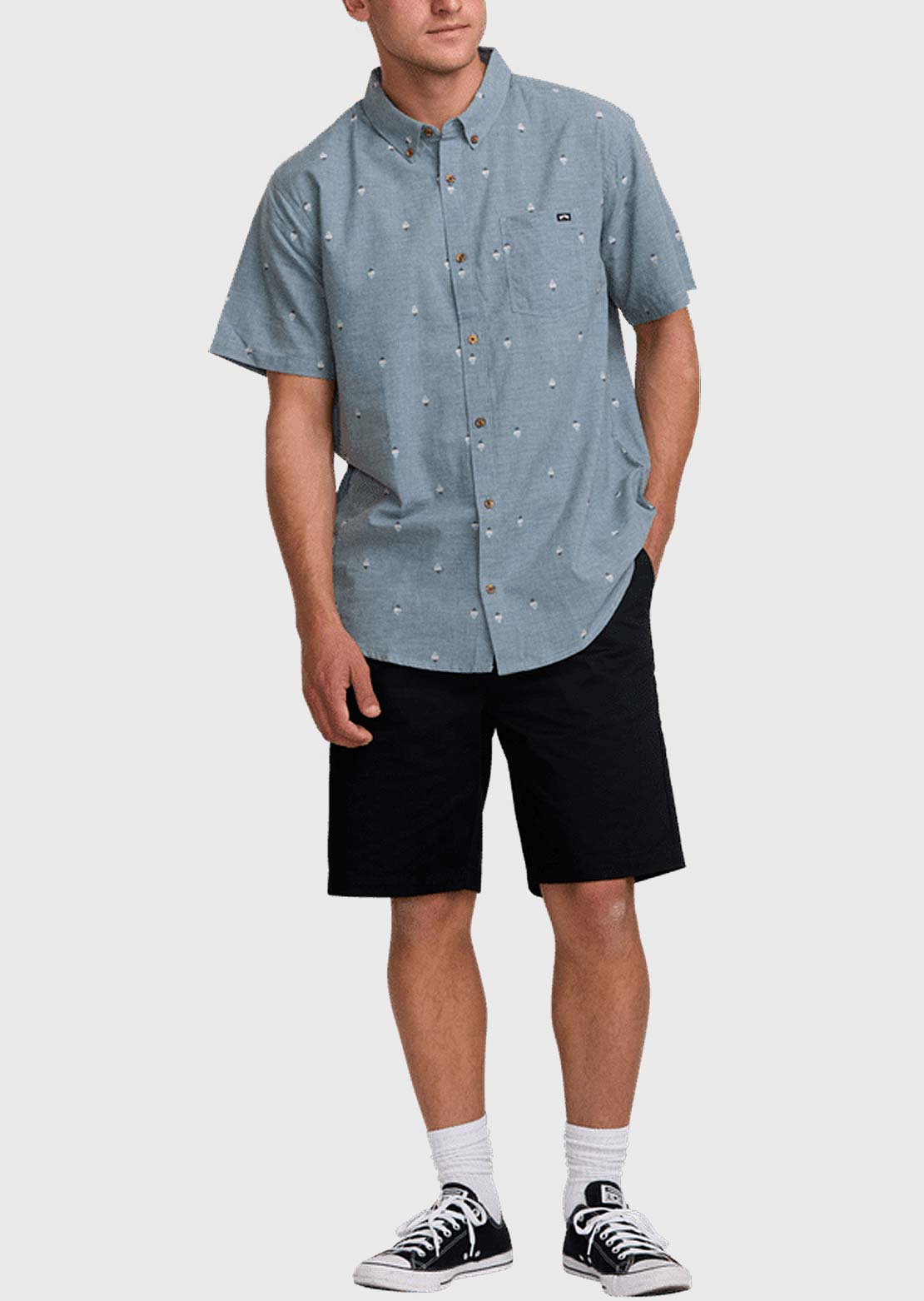 Billabong Men's All Day Jacquard Button Up Shirts Washed Blue