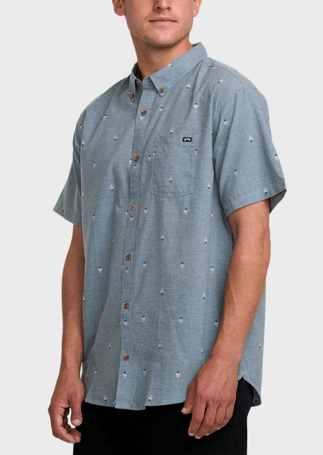 Billabong Men's All Day Jacquard Button Up Shirts Washed Blue