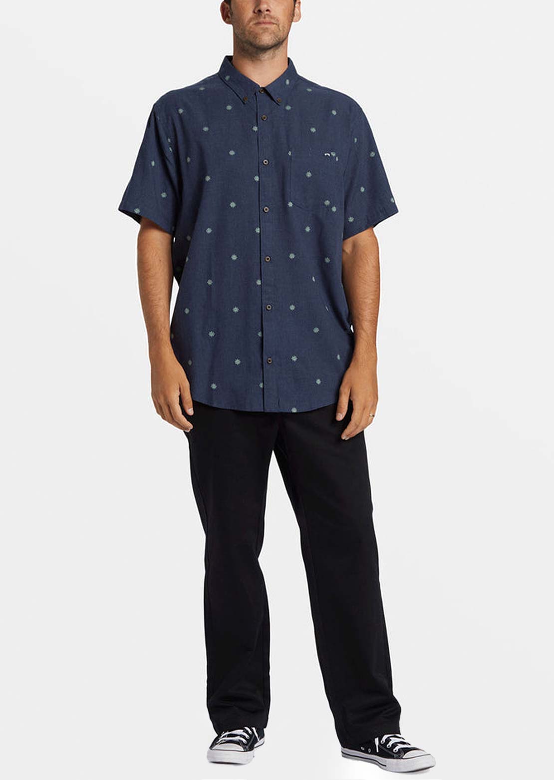 Billabong Men's All Day Jacquard Button Up Shirts Dusty Navy