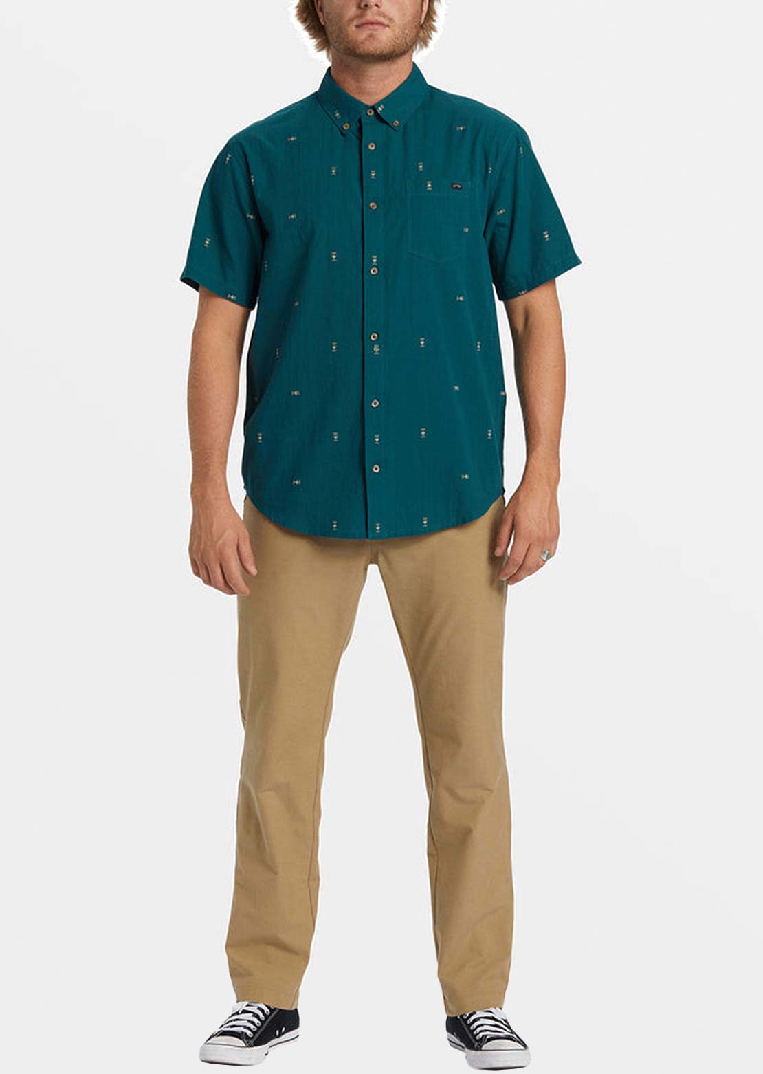 Billabong Men's All Day Jacquard Button Up Shirts Real Teal