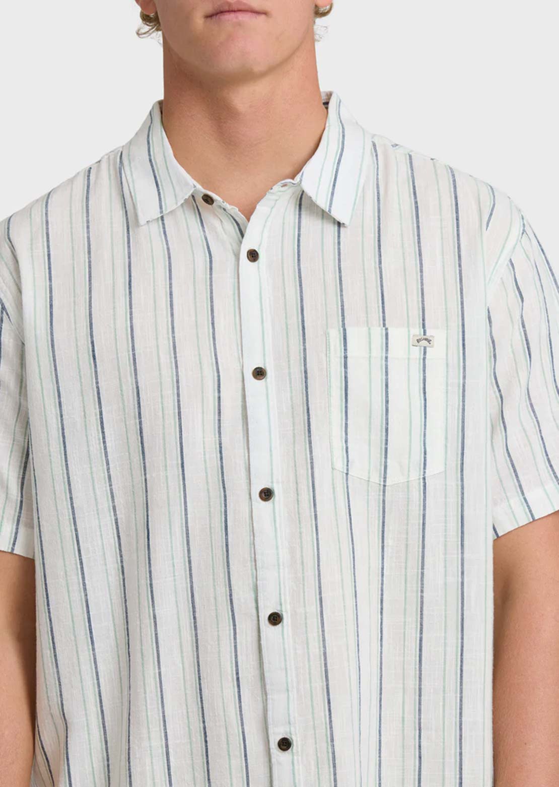 Billabong Men's All Day Stripe Button Up Shirt Cream