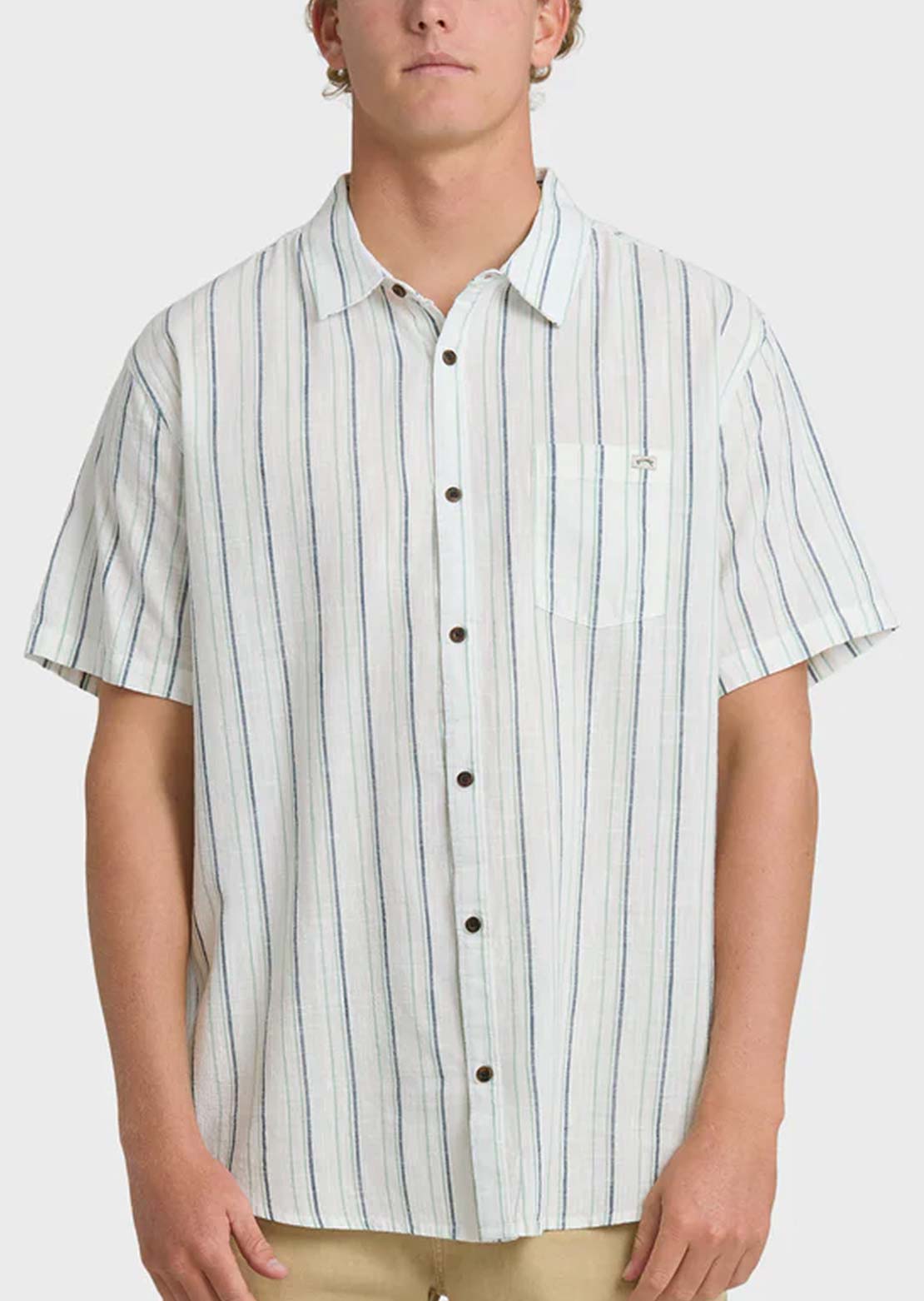 Billabong Men's All Day Stripe Button Up Shirt Cream