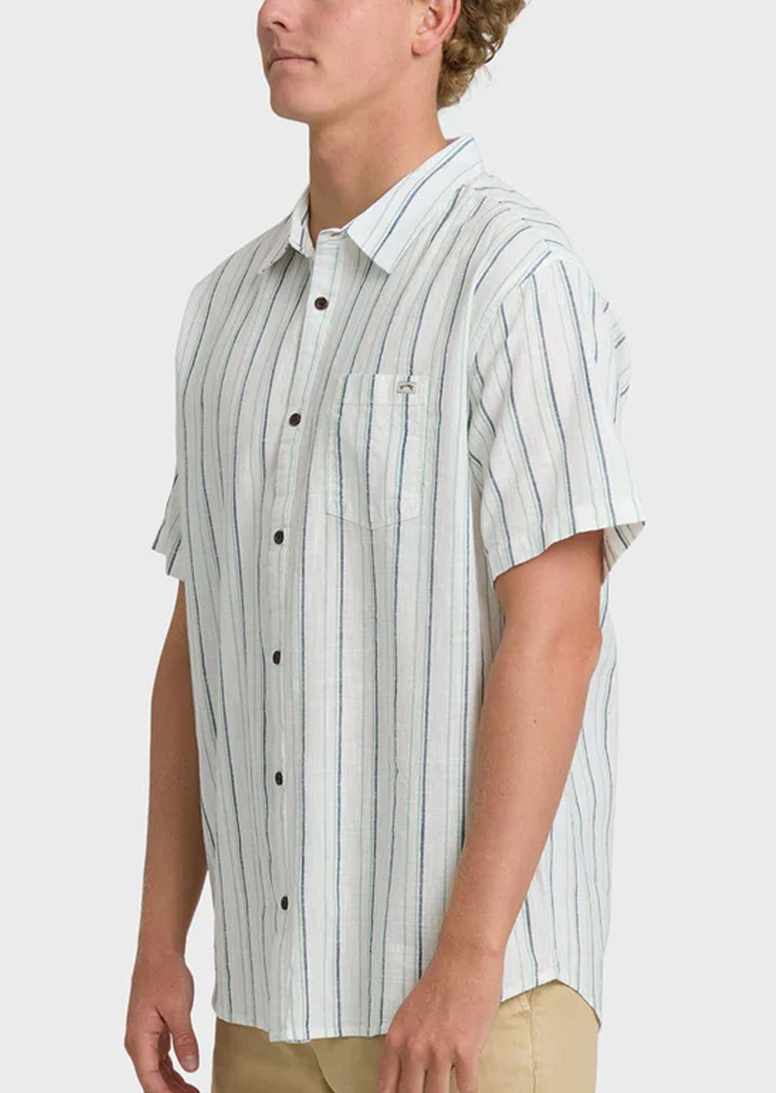 Billabong Men's All Day Stripe Button Up Shirt Cream